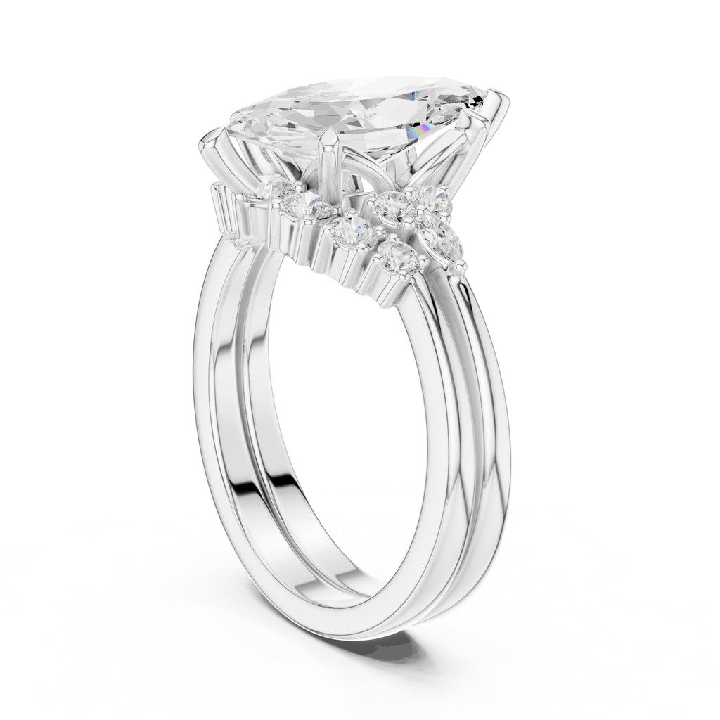 2.50 ct Solstice Cluster Engagement Ring 2.5ct White Gold Marquise