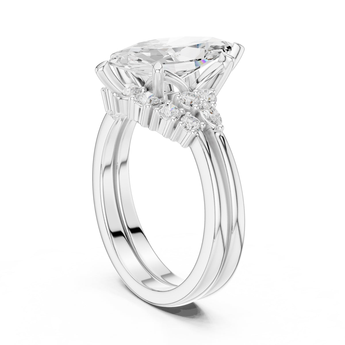 2.50 ct Solstice Cluster Engagement Ring 2.5ct White Gold Marquise