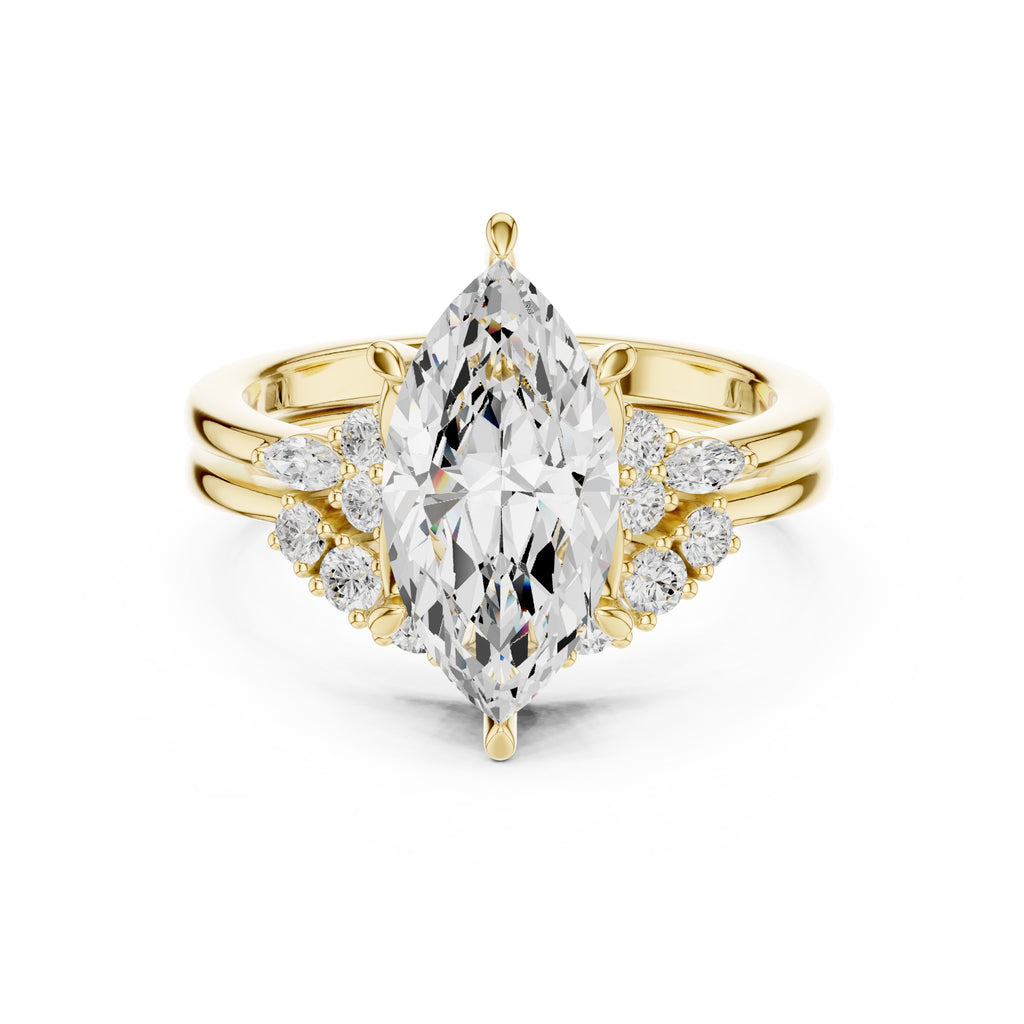 2.50 ct Solstice Cluster Engagement Ring 2.5ct Yellow Gold Marquise