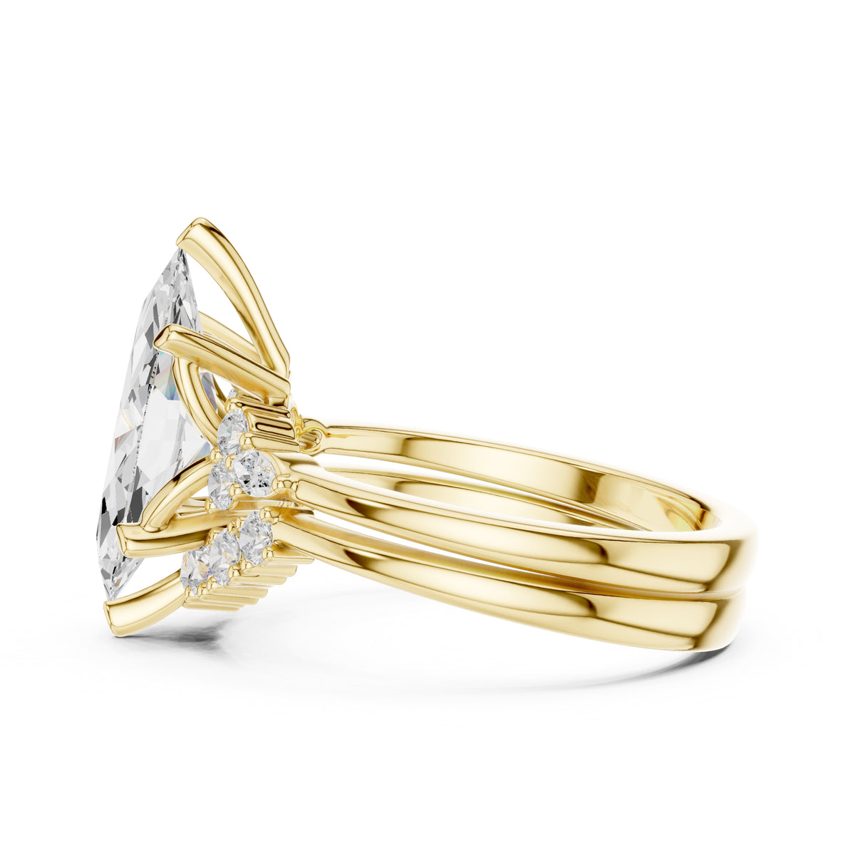 2.50 ct Solstice Cluster Engagement Ring 2.5ct Yellow Gold Marquise