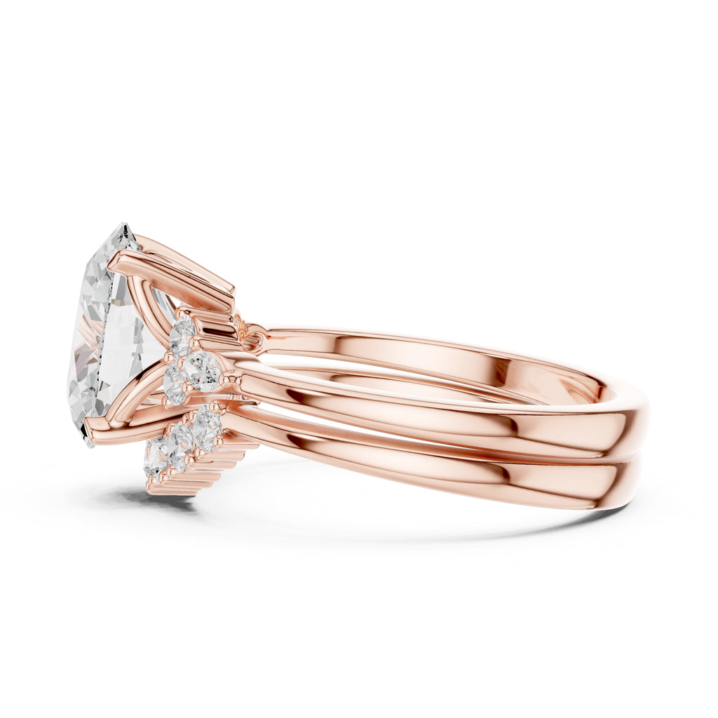 2.50 ct Solstice Cluster Engagement Ring 2.5ct Rose Gold Oval