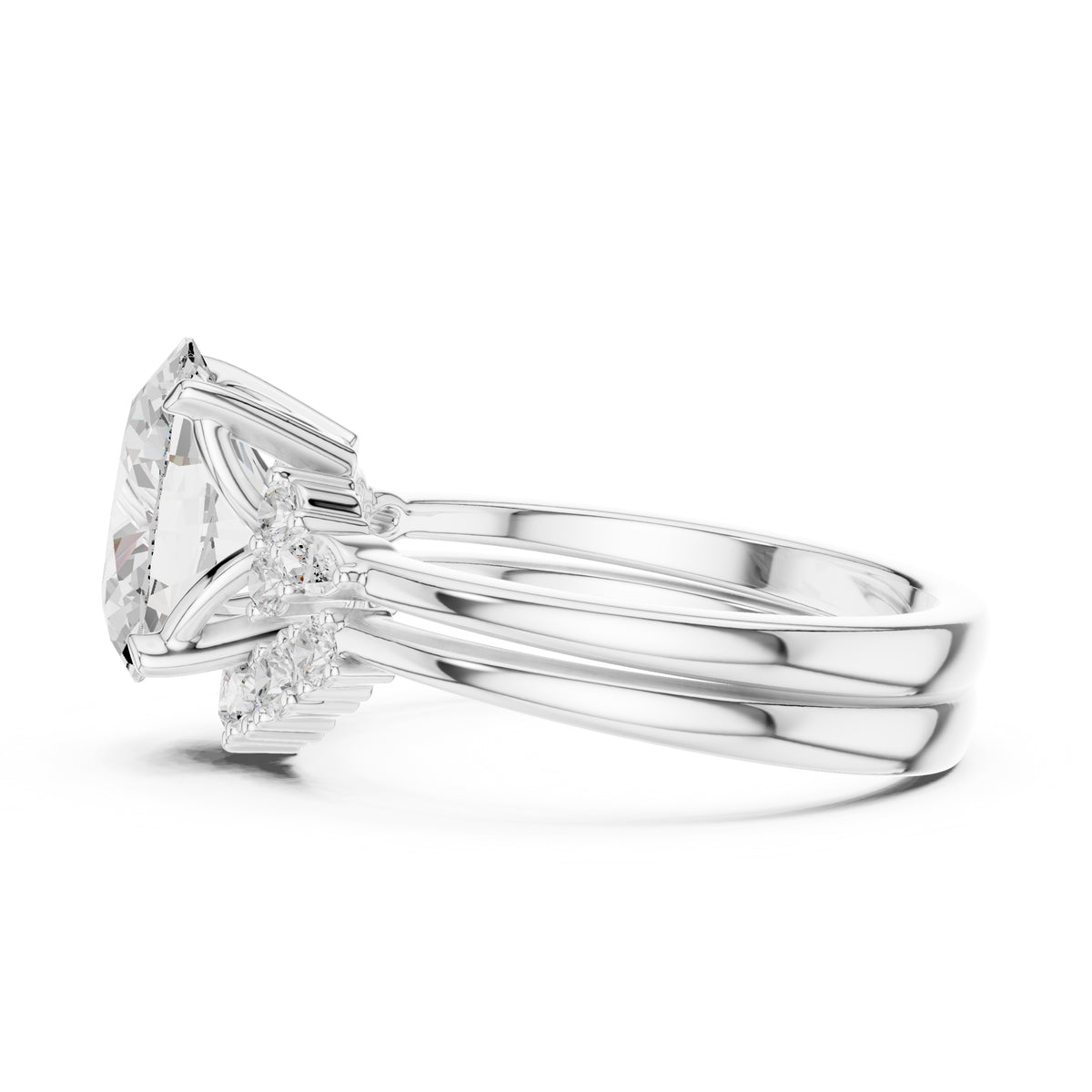 2.50 ct Solstice Cluster Engagement Ring 2.5ct White Gold Oval