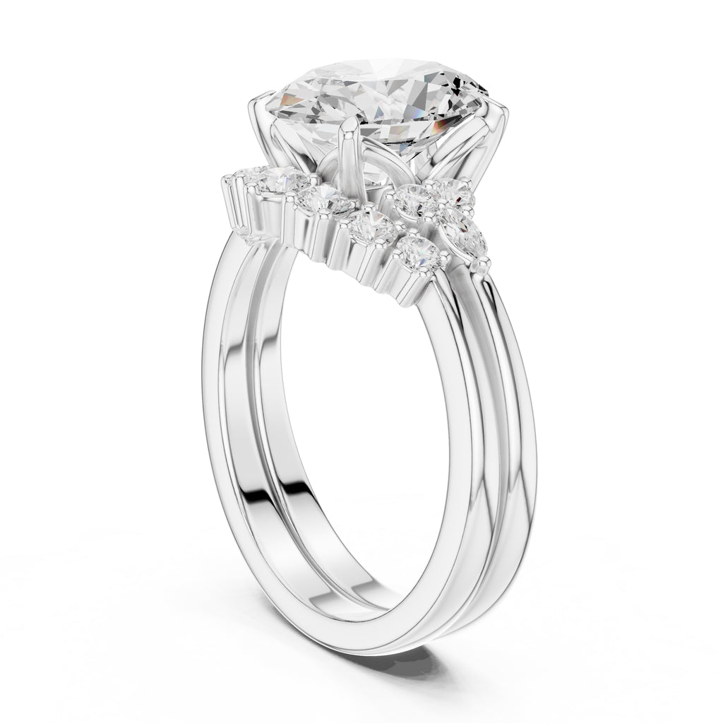 2.50 ct Solstice Cluster Engagement Ring 2.5ct White Gold Oval