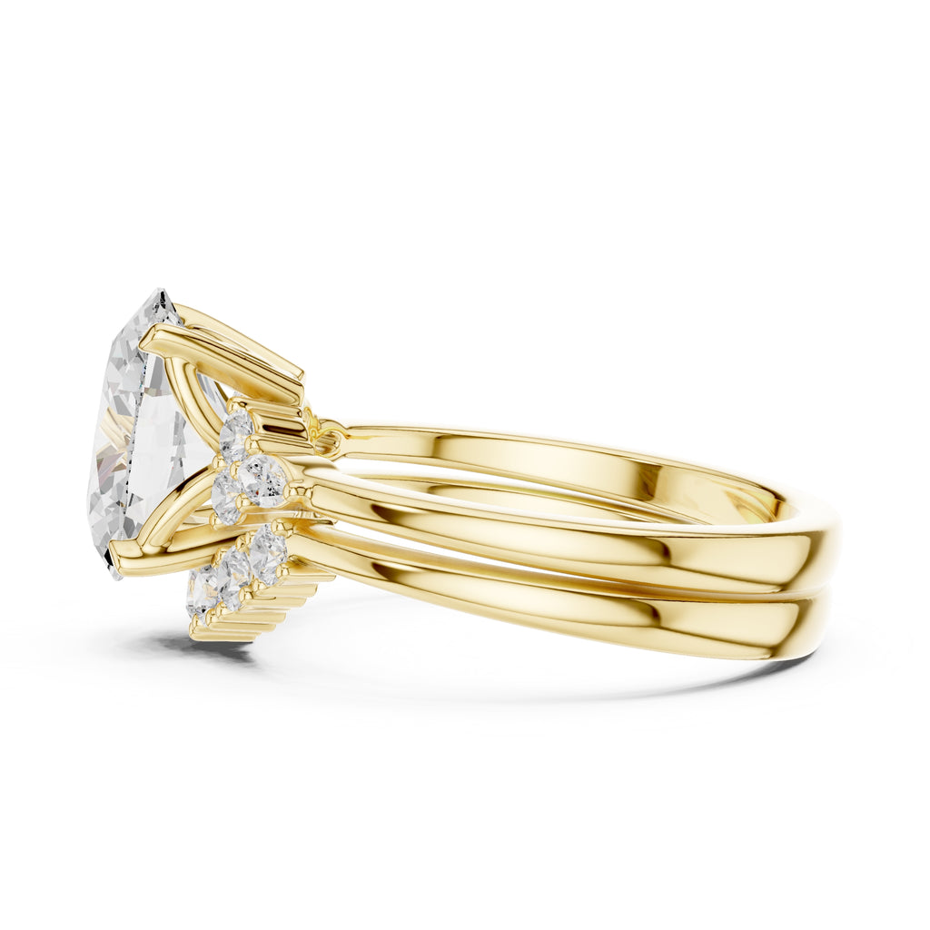 2.50 ct Solstice Cluster Engagement Ring 2.5ct Yellow Gold Oval