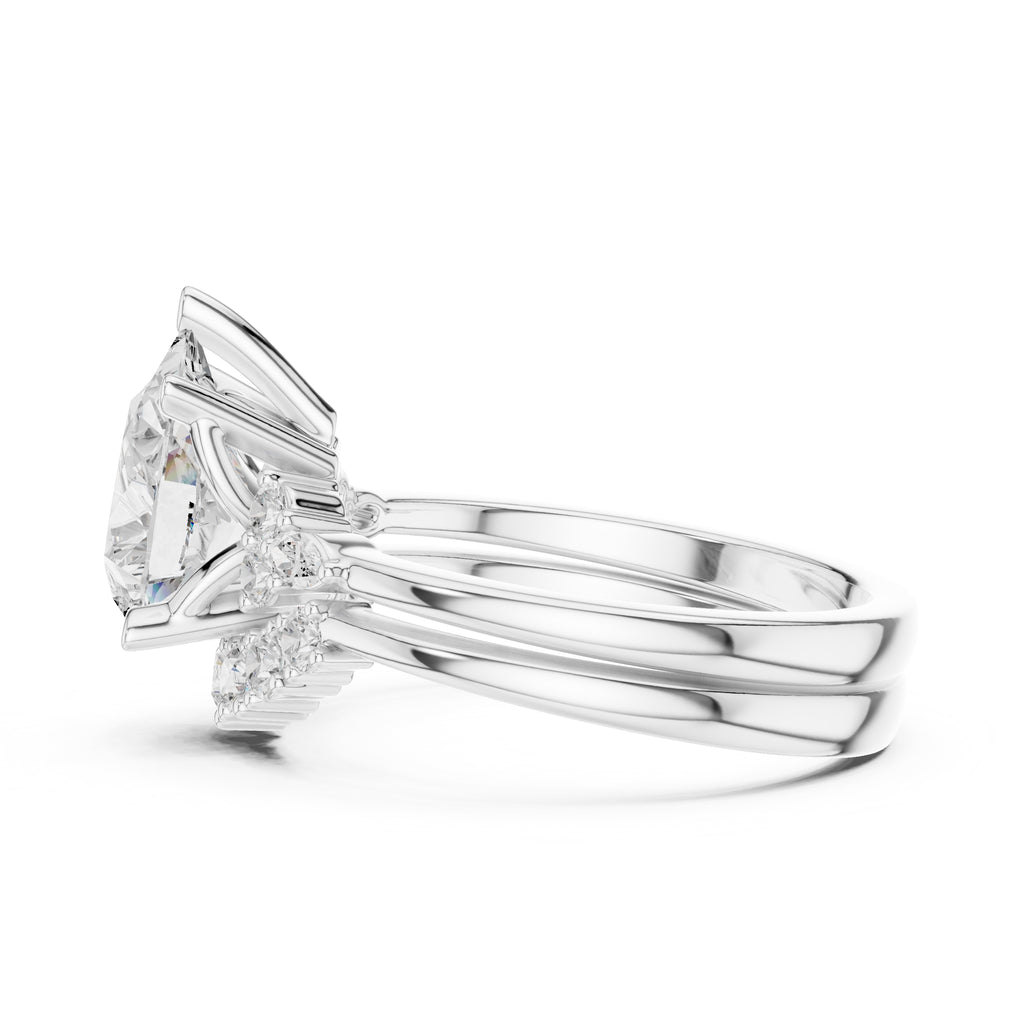 2.50 ct Solstice Cluster Engagement Ring 2.5ct White Gold Pear