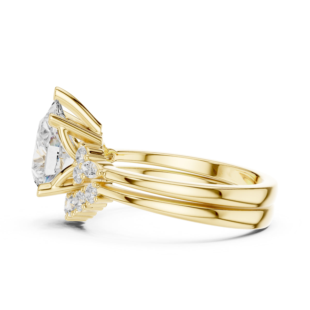 2.50 ct Solstice Cluster Engagement Ring 2.5ct Yellow Gold Pear
