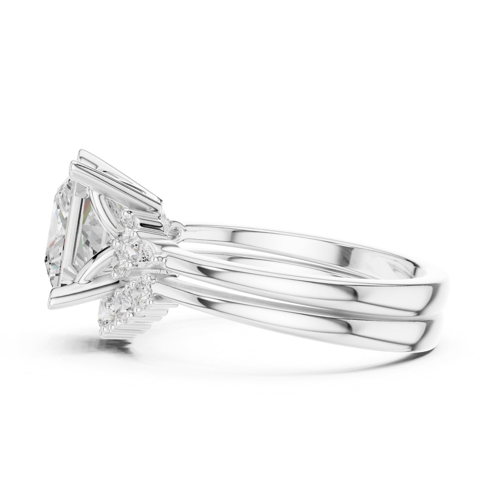 2.50 ct Solstice Cluster Engagement Ring 2.5ct White Gold Princess