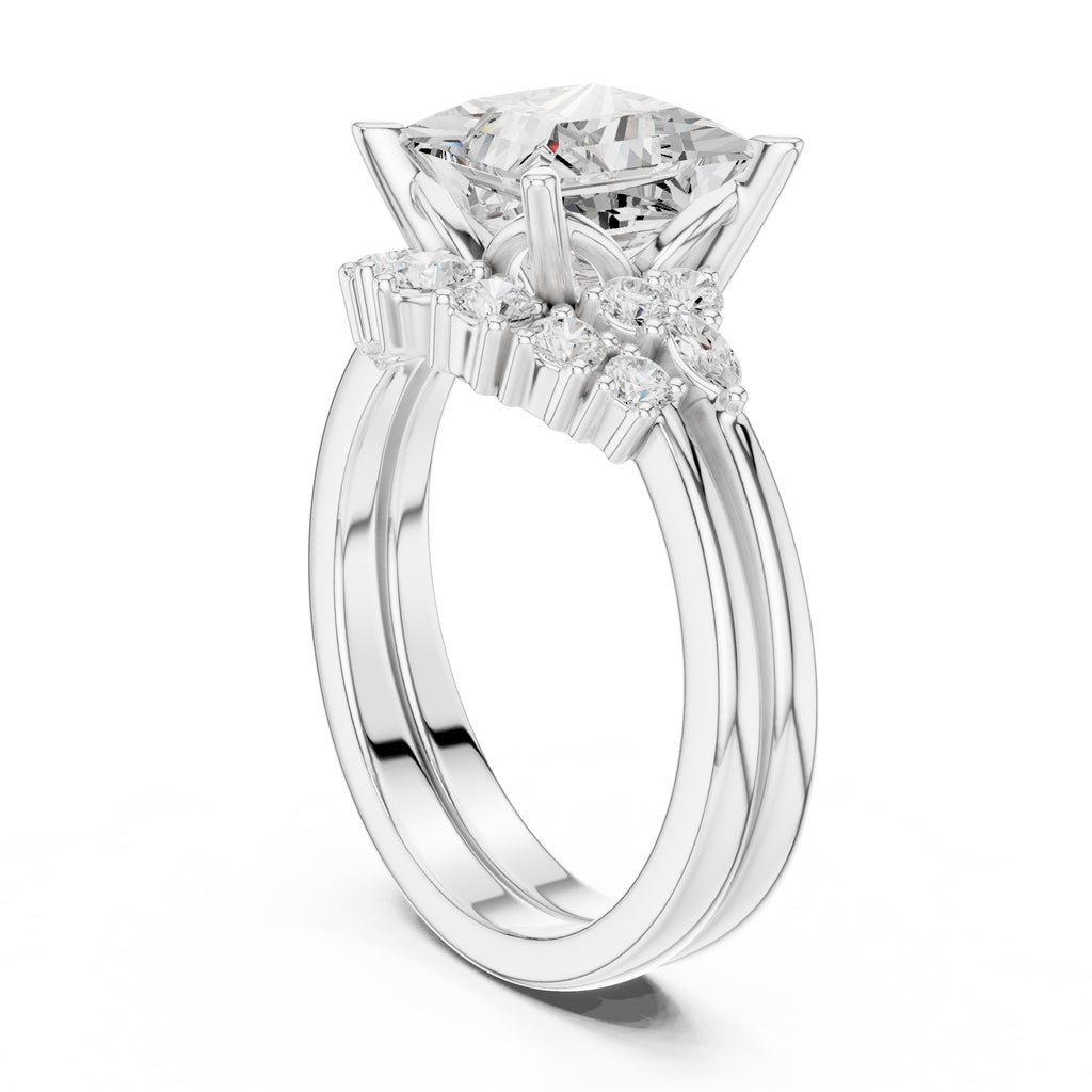 2.50 ct Solstice Cluster Engagement Ring 2.5ct White Gold Princess