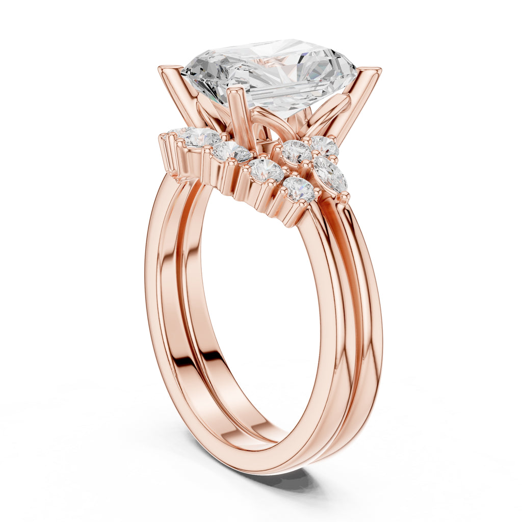 2.50 ct Solstice Cluster Engagement Ring 2.5ct Rose Gold Radiant