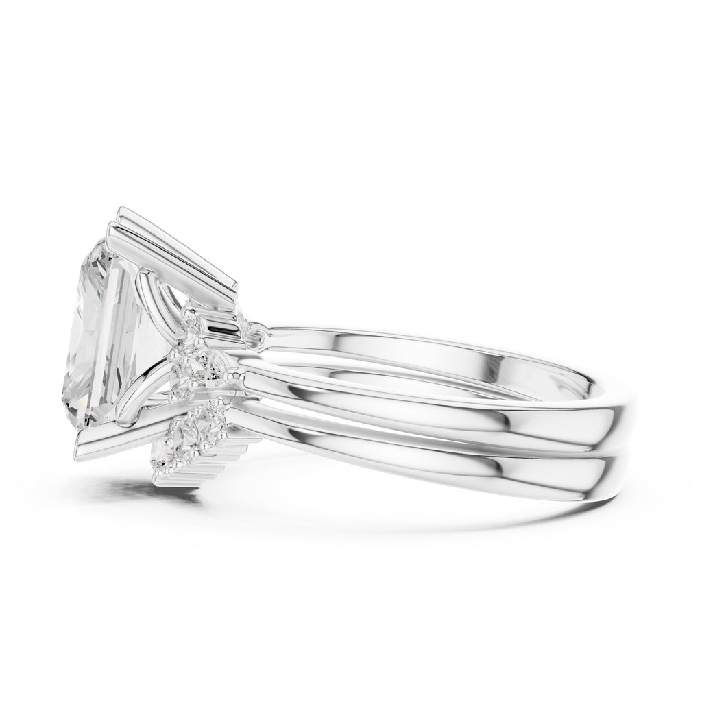 2.50 ct Solstice Cluster Engagement Ring 2.5ct White Gold Radiant