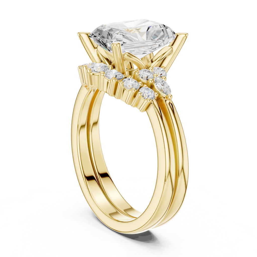 2.50 ct Solstice Cluster Engagement Ring 2.5ct Yellow Gold Radiant