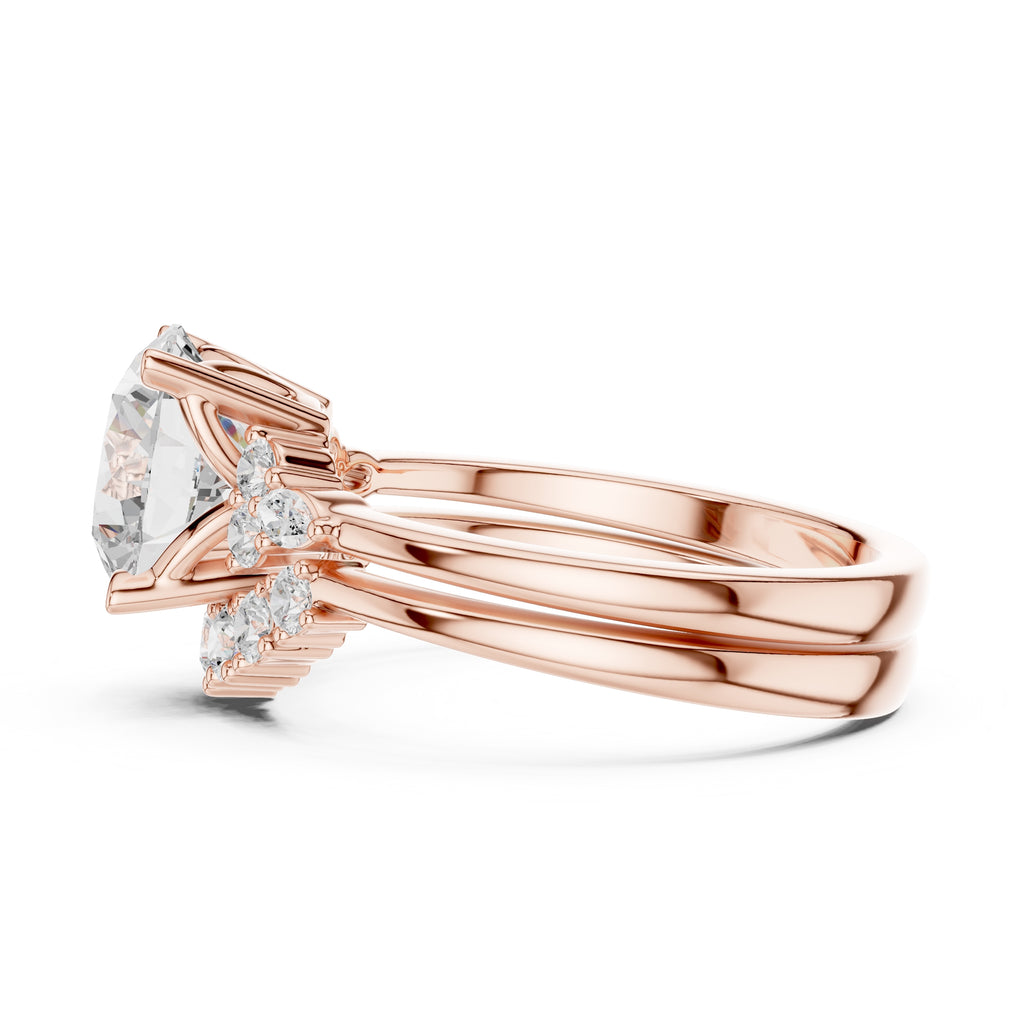 2.50 ct Solstice Cluster Engagement Ring 2.5ct Rose Gold Round