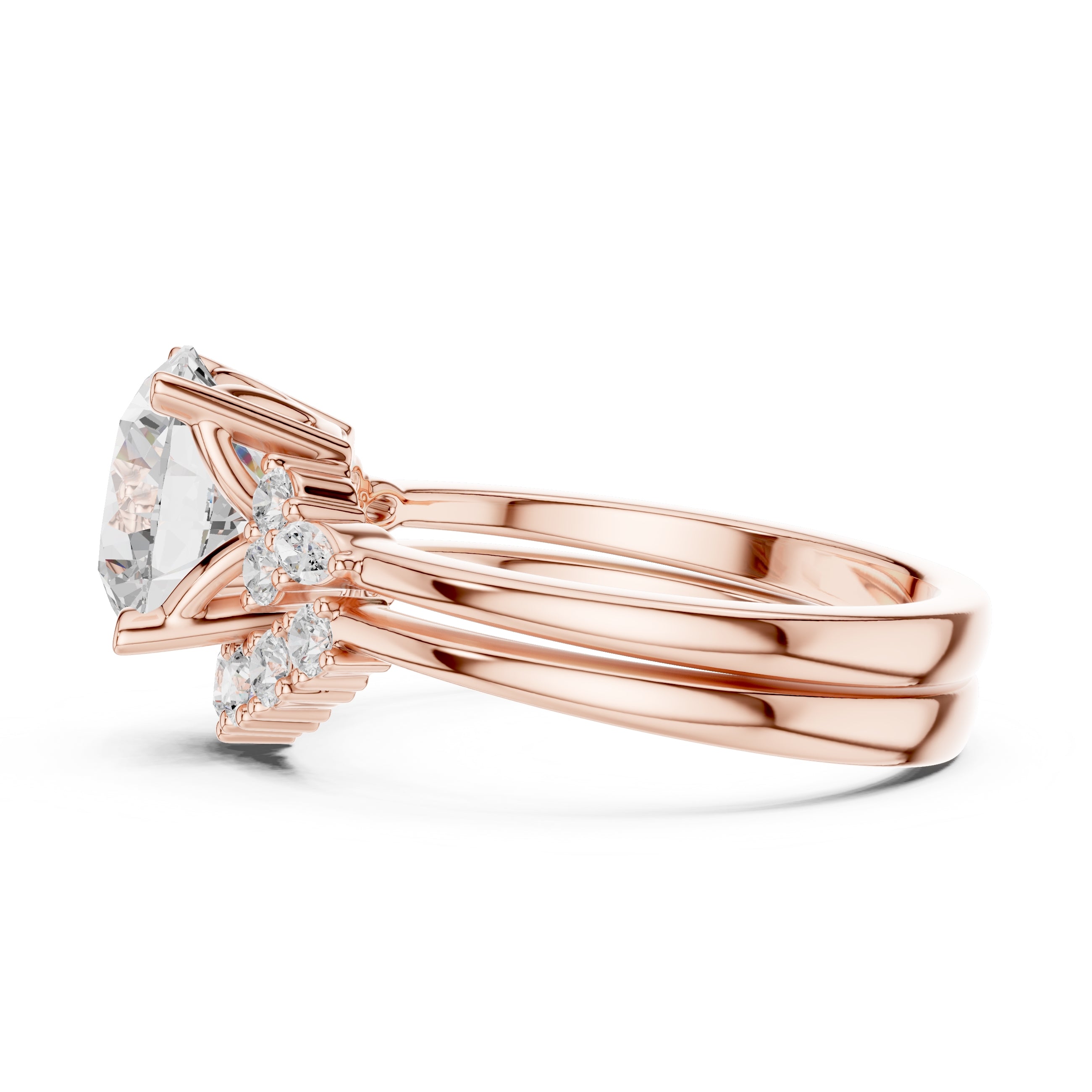 2.50 ct Solstice Cluster Engagement Ring 2.5ct Rose Gold Round