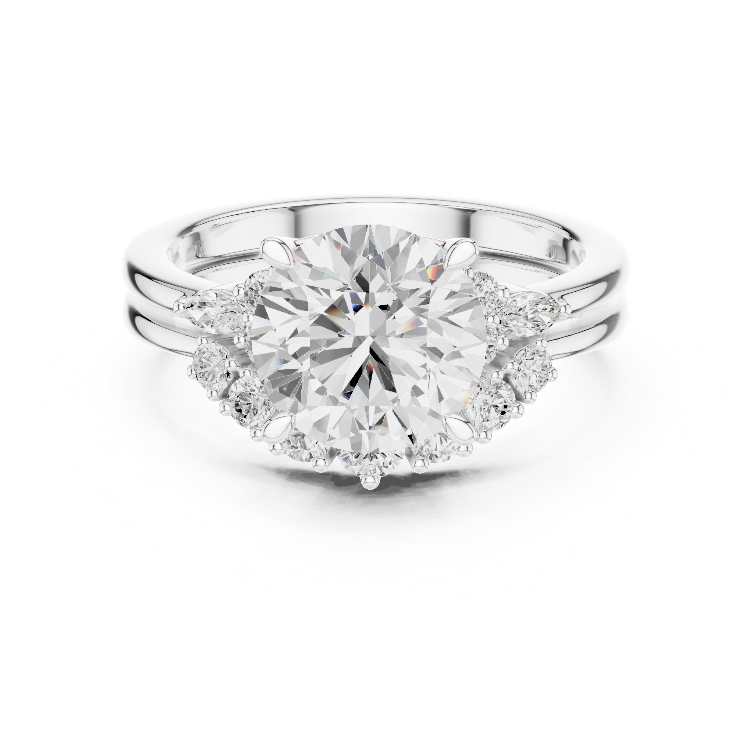 2.50 ct Solstice Cluster Engagement Ring 2.5ct White Gold Round