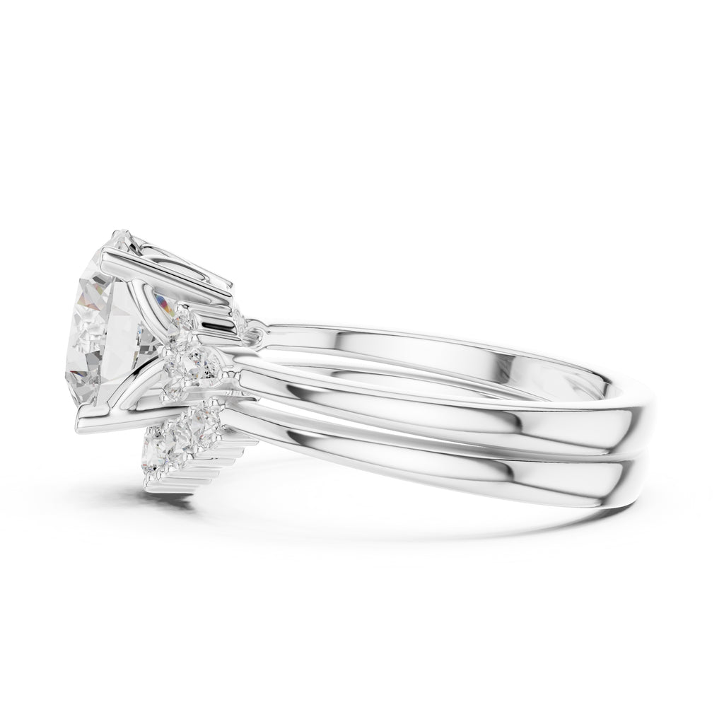 2.50 ct Solstice Cluster Engagement Ring 2.5ct White Gold Round