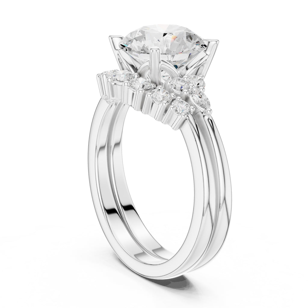 2.50 ct Solstice Cluster Engagement Ring 2.5ct White Gold Round