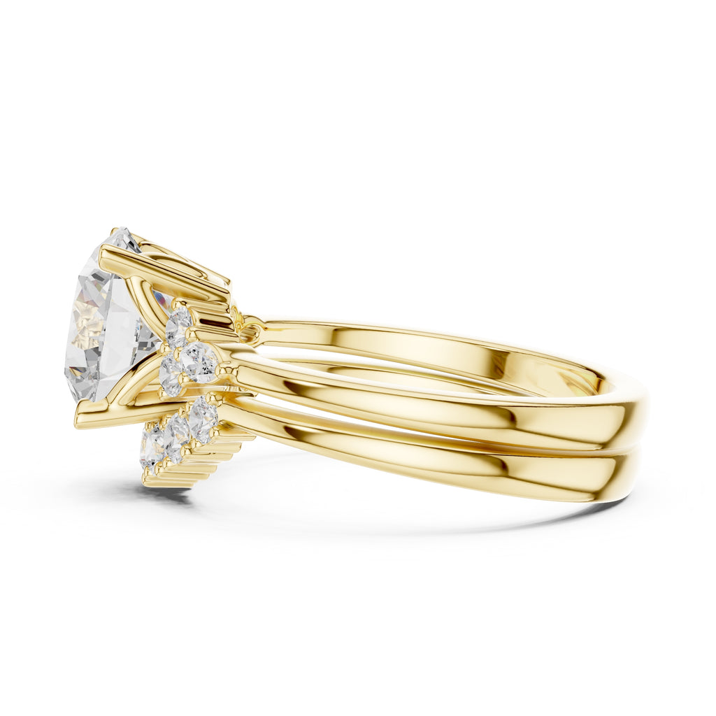 2.50 ct Solstice Cluster Engagement Ring 2.5ct Yellow Gold Round