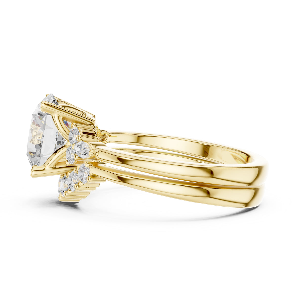 2.50 ct Solstice Cluster Engagement Ring 2.5ct Yellow Gold Round