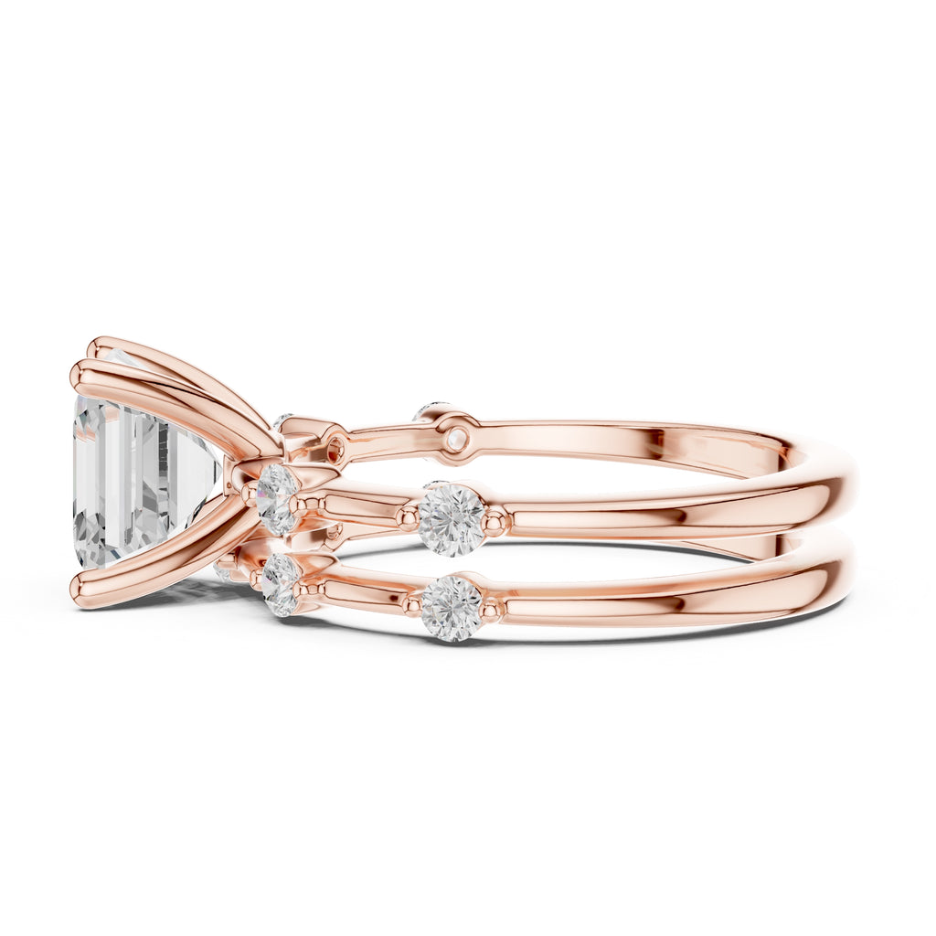 2.50 ct Harmonic Stacked Engagement Ring 2.5ct Rose Gold Asscher