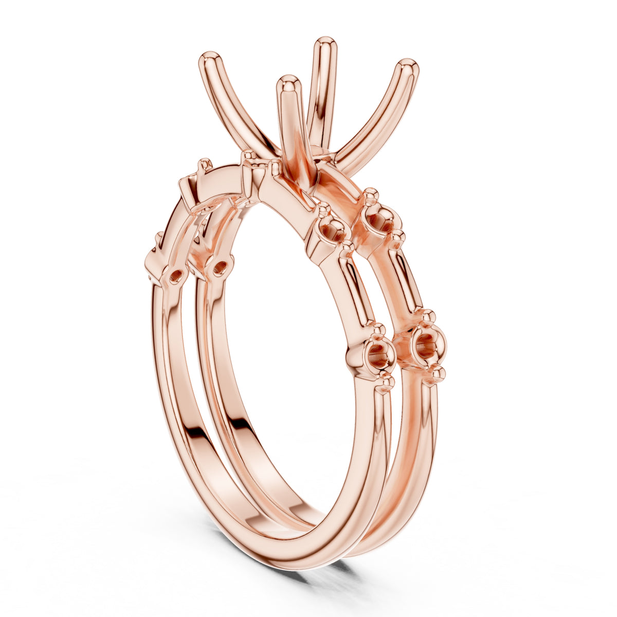 2.50 ct Harmonic Stacked Engagement Ring 2.5ct Rose Gold Asscher