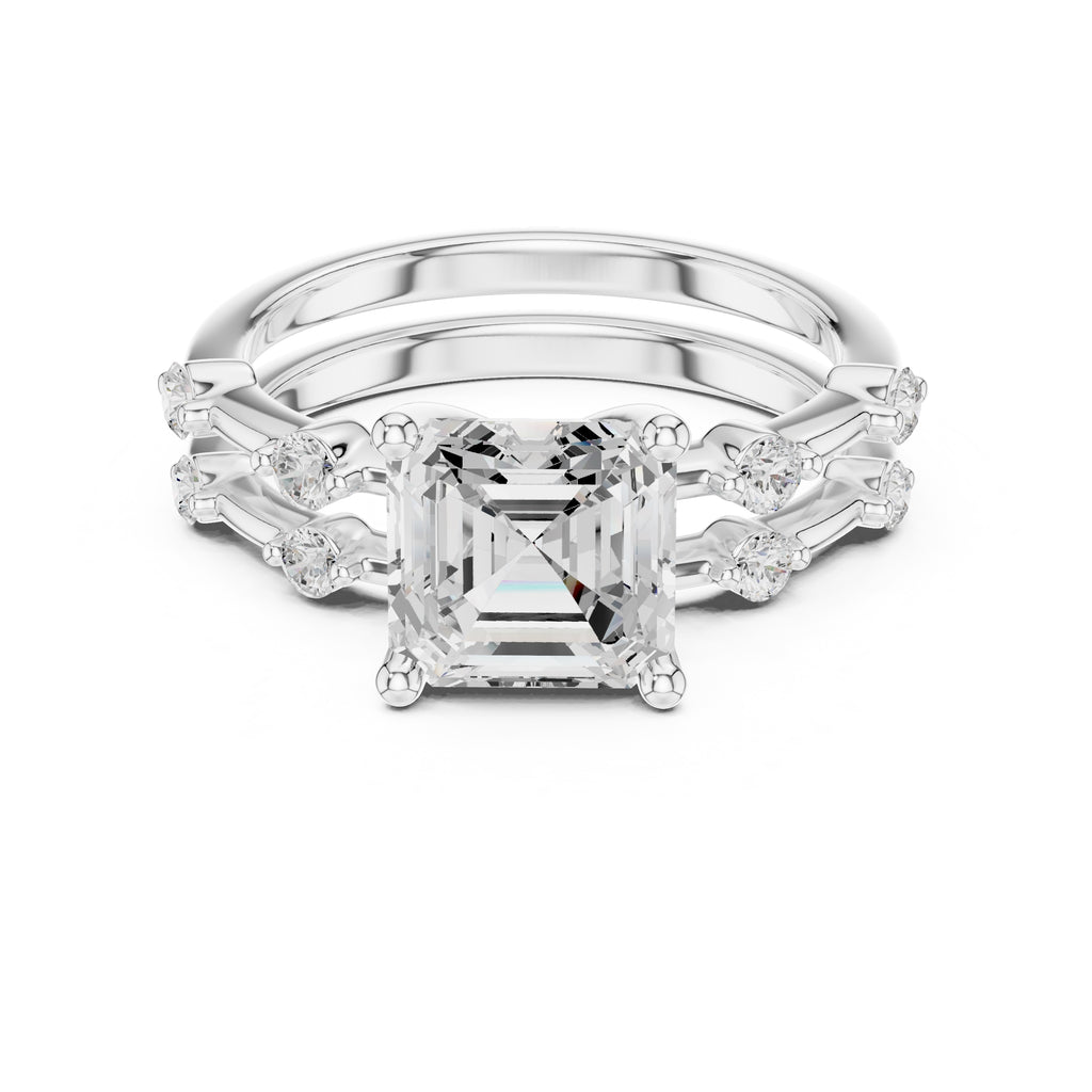 2.50 ct Harmonic Stacked Engagement Ring 2.5ct White Gold Asscher