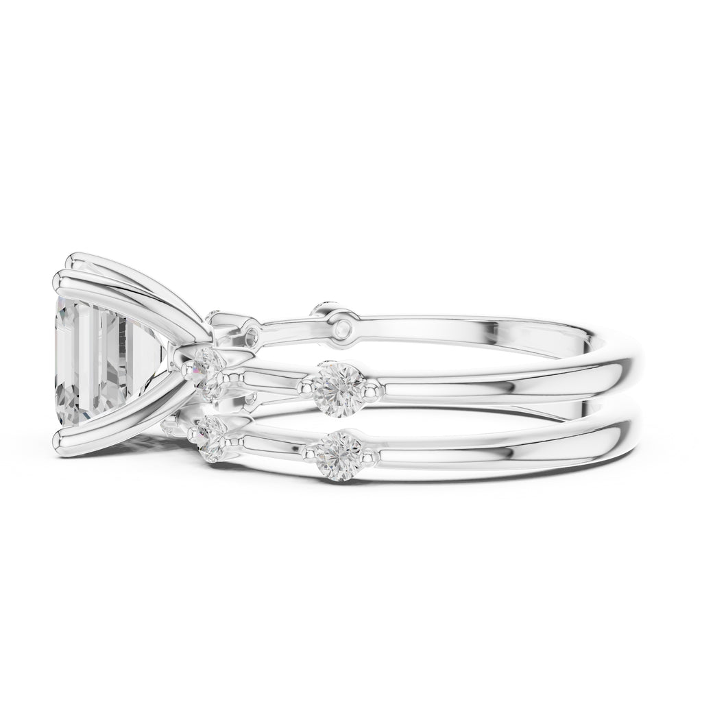2.50 ct Harmonic Stacked Engagement Ring 2.5ct White Gold Asscher