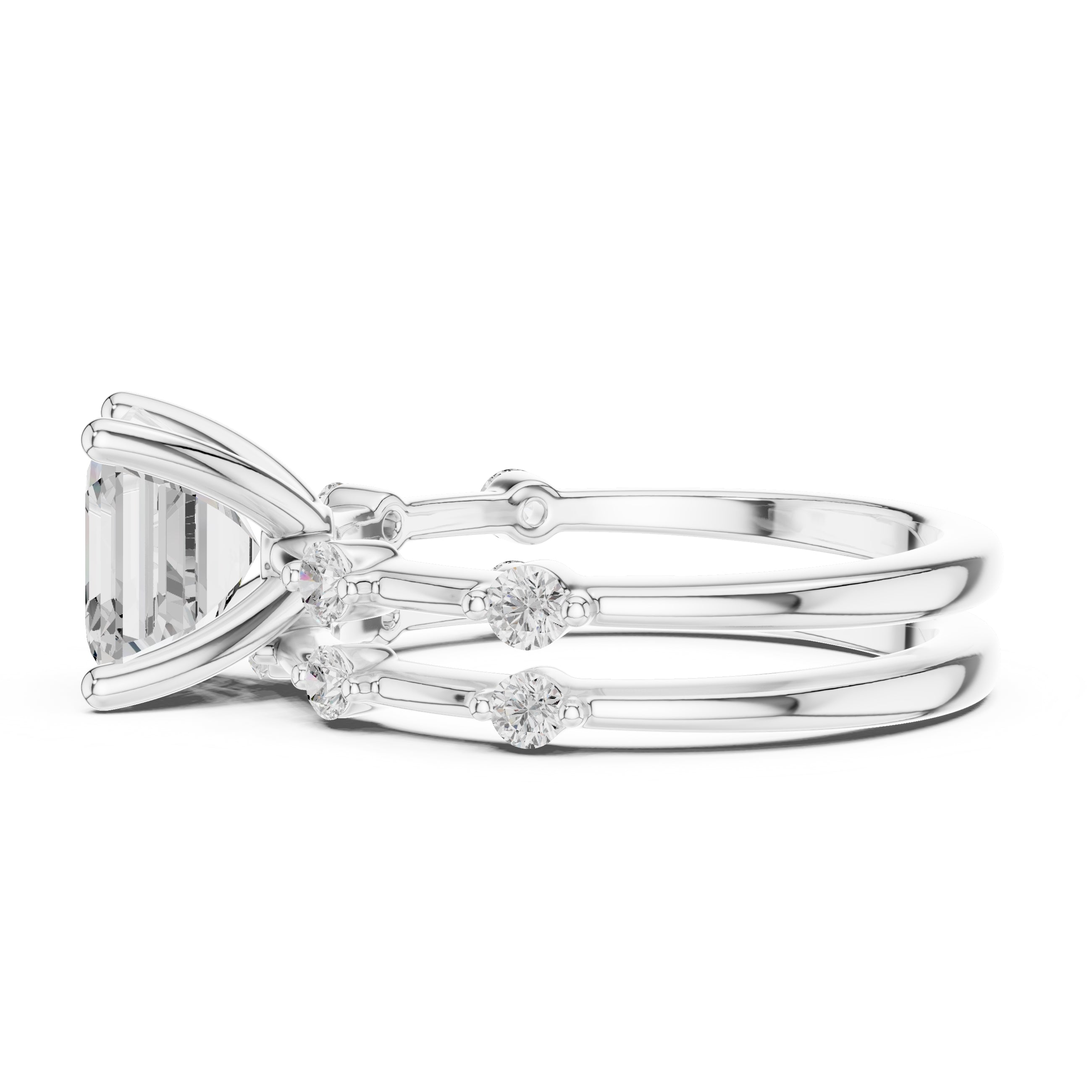 2.50 ct Harmonic Stacked Engagement Ring 2.5ct White Gold Asscher