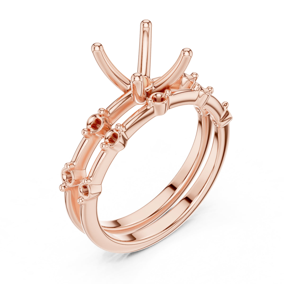 2.50 ct Harmonic Stacked Engagement Ring 2.5ct Rose Gold Cushion