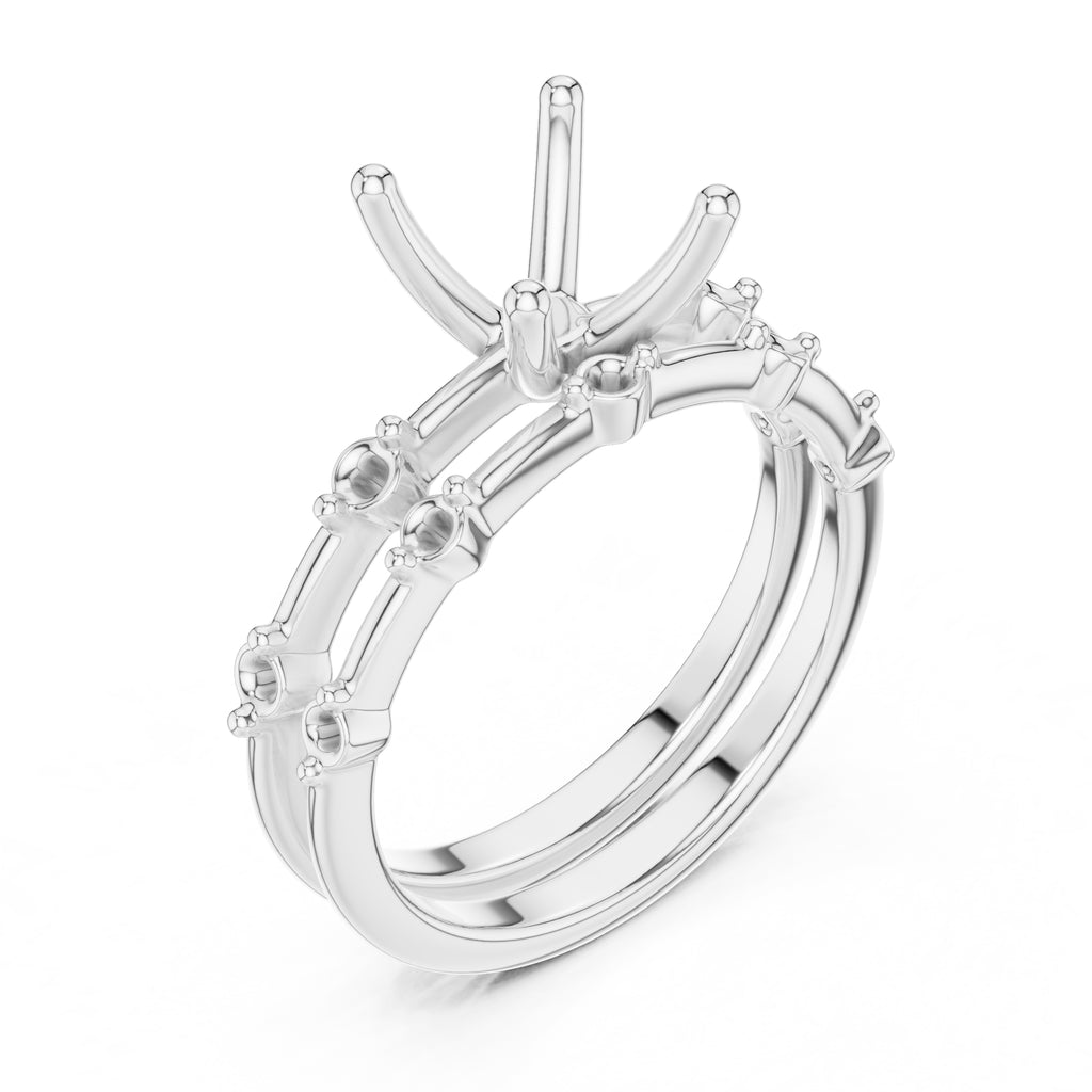 2.50 ct Harmonic Stacked Engagement Ring 2.5ct White Gold Cushion