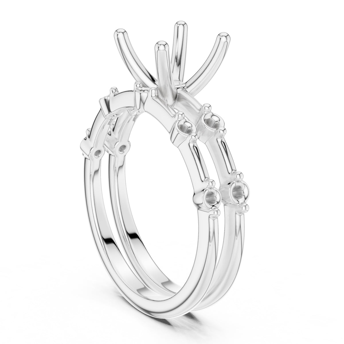 2.50 ct Harmonic Stacked Engagement Ring 2.5ct White Gold Cushion