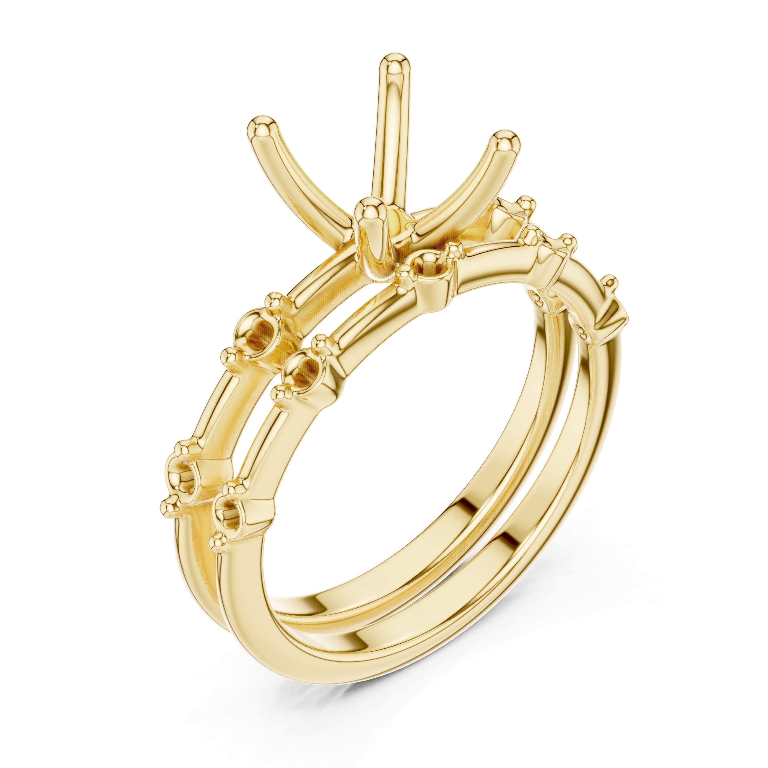 2.50 ct Harmonic Stacked Engagement Ring 2.5ct Yellow Gold Cushion