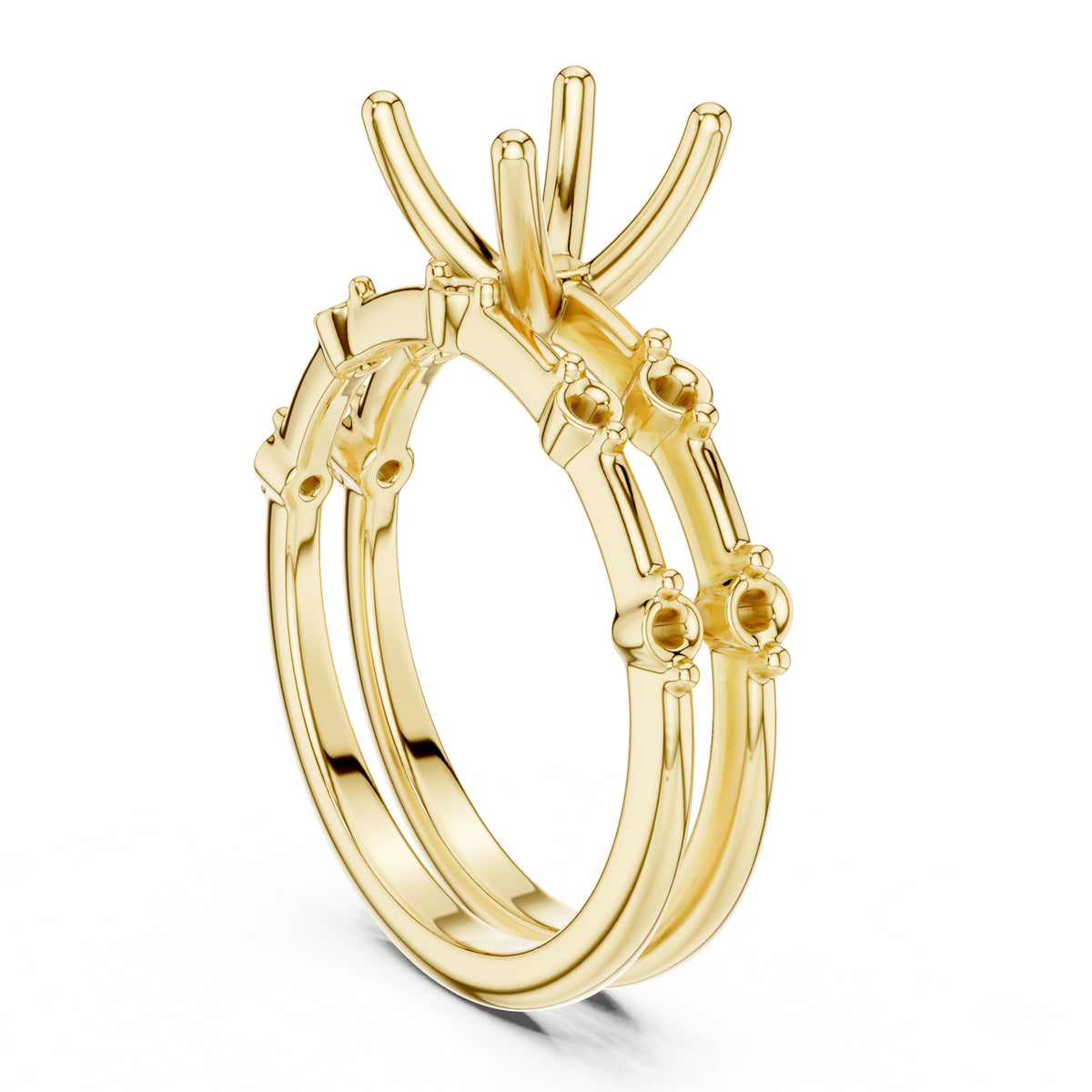 2.50 ct Harmonic Stacked Engagement Ring 2.5ct Yellow Gold Cushion