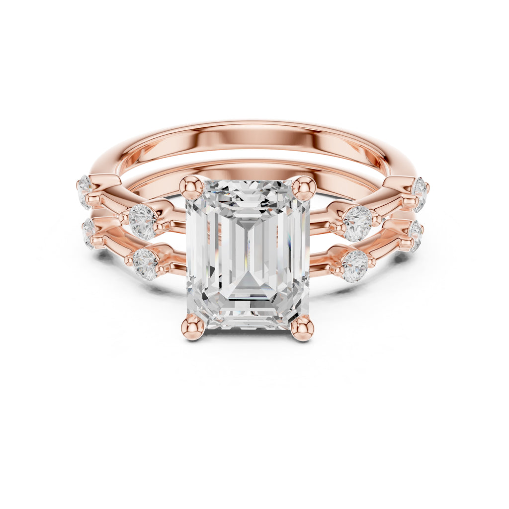 2.50 ct Harmonic Stacked Engagement Ring 2.5ct Rose Gold Emerald