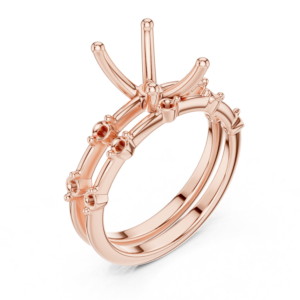 2.50 ct Harmonic Stacked Engagement Ring 2.5ct Rose Gold Emerald