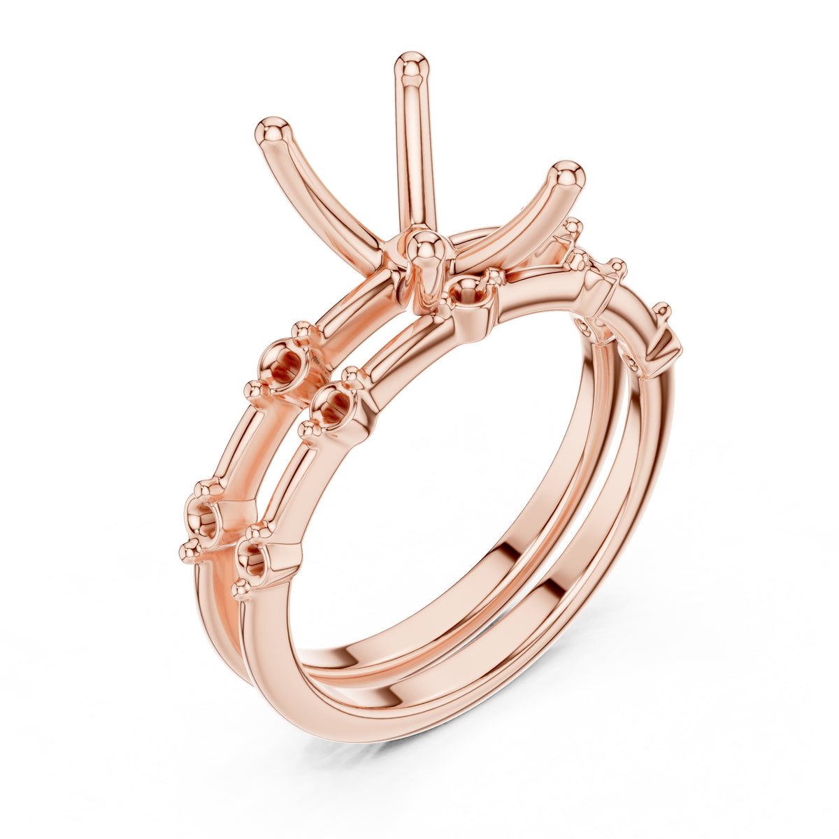 2.50 ct Harmonic Stacked Engagement Ring 2.5ct Rose Gold Emerald