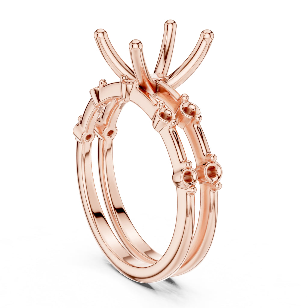 2.50 ct Harmonic Stacked Engagement Ring 2.5ct Rose Gold Emerald