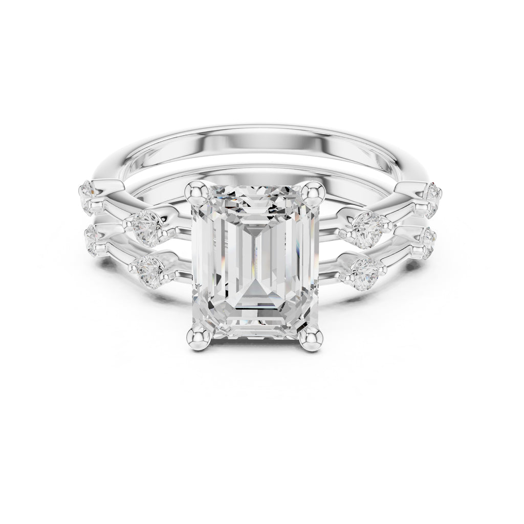 2.50 ct Harmonic Stacked Engagement Ring 2.5ct White Gold Emerald