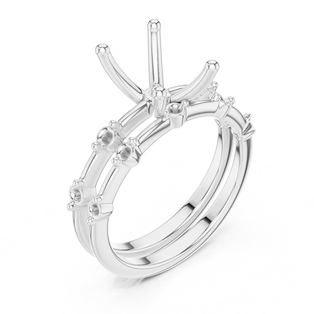 2.50 ct Harmonic Stacked Engagement Ring 2.5ct White Gold Emerald