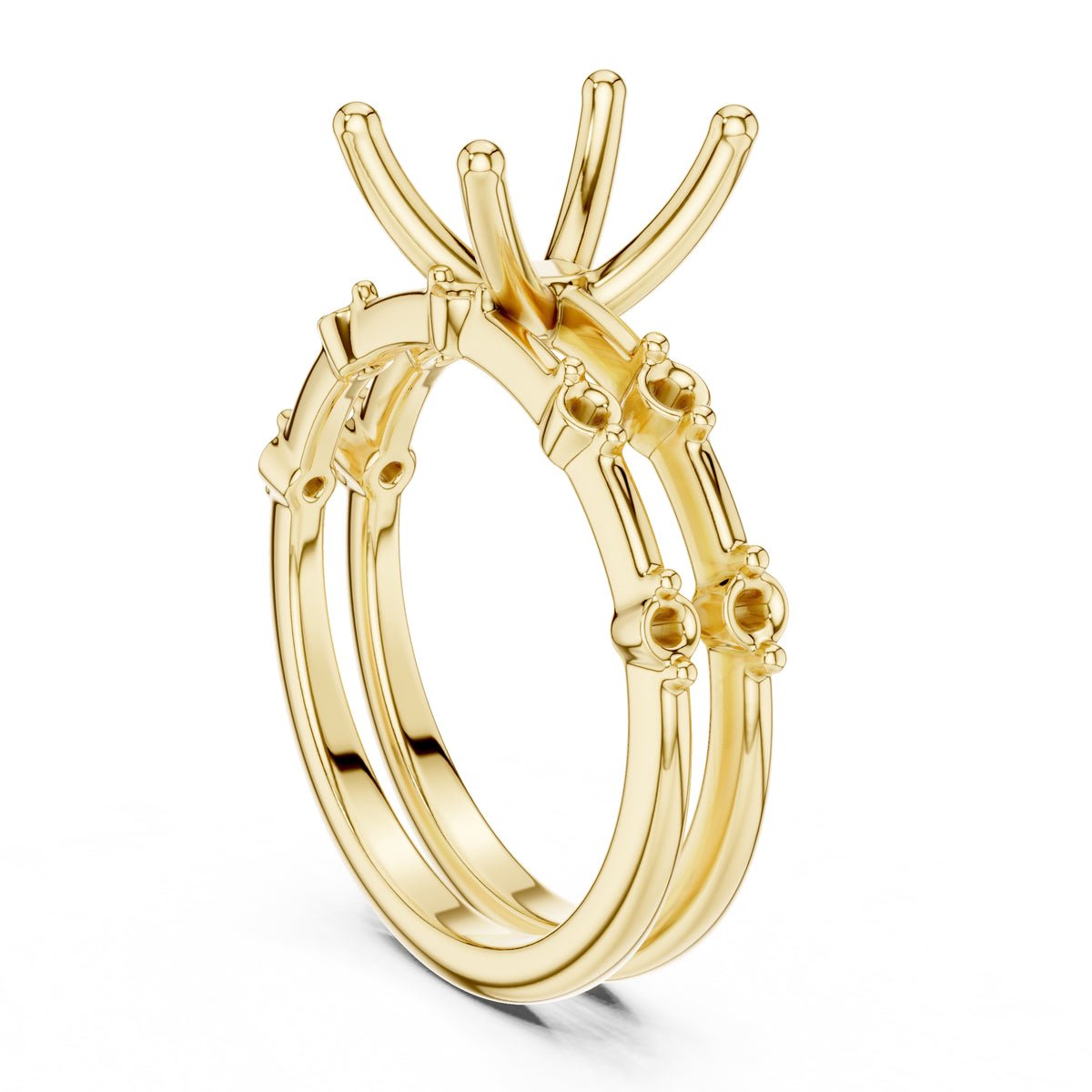 2.50 ct Harmonic Stacked Engagement Ring 2.5ct Yellow Gold Emerald