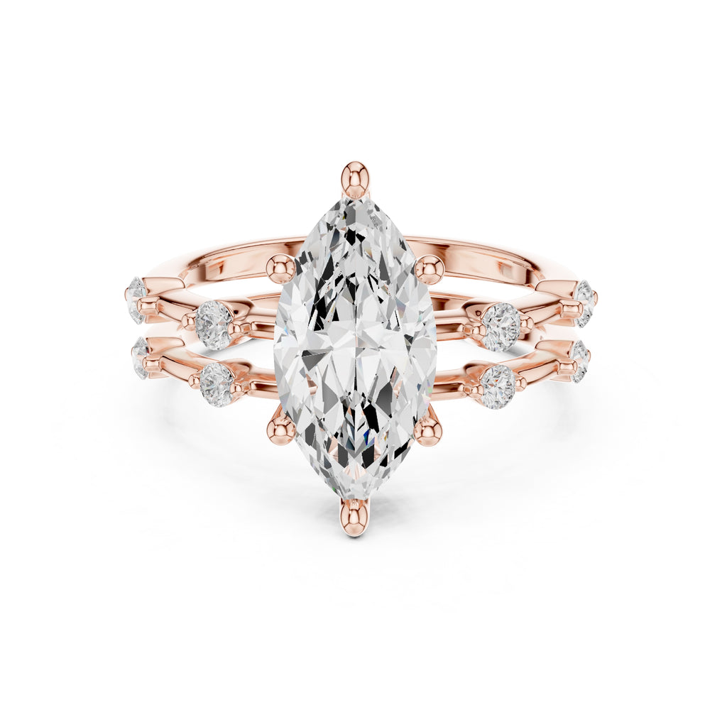 2.50 ct Harmonic Stacked Engagement Ring 2.5ct Rose Gold Marquise
