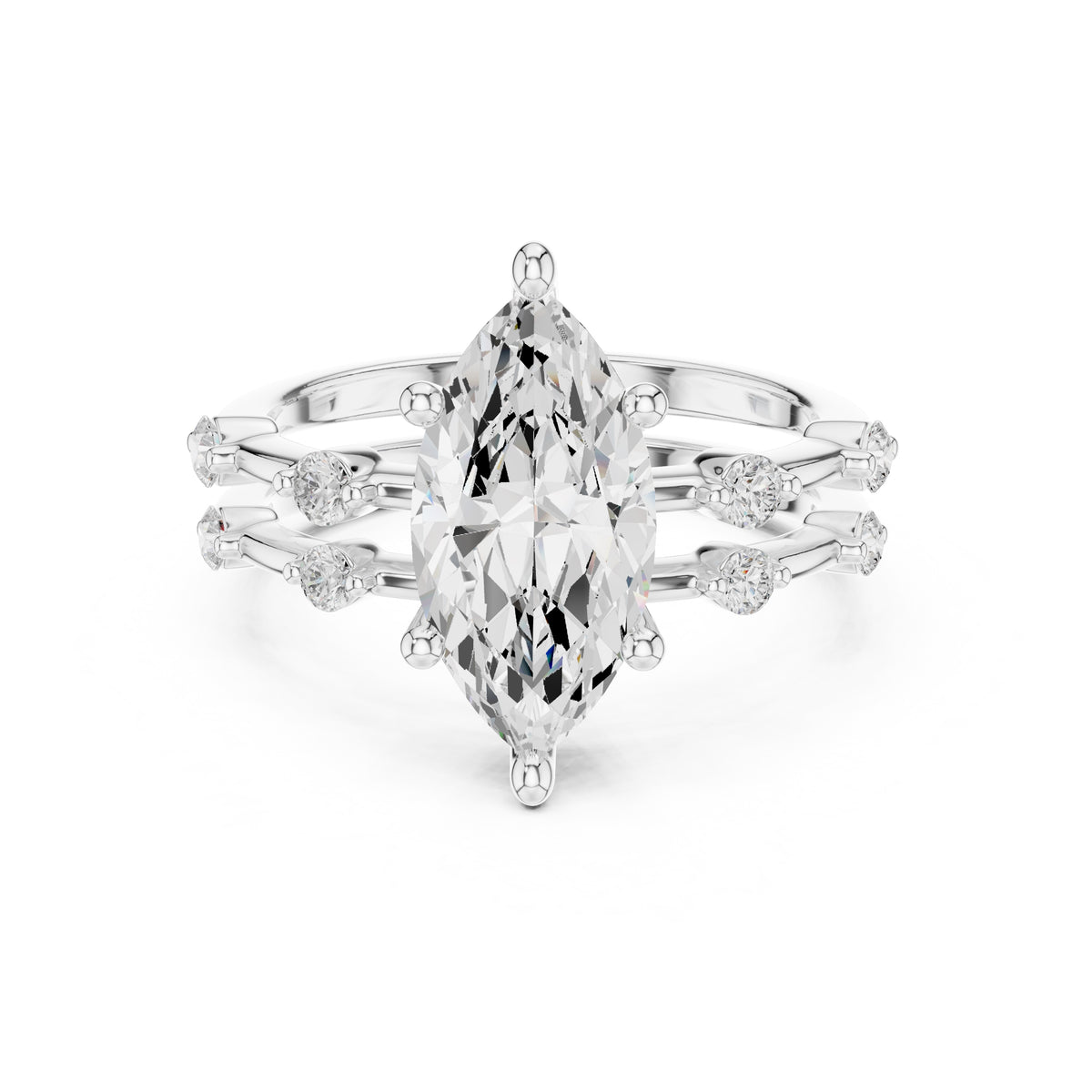 2.50 ct Harmonic Stacked Engagement Ring 2.5ct White Gold Marquise