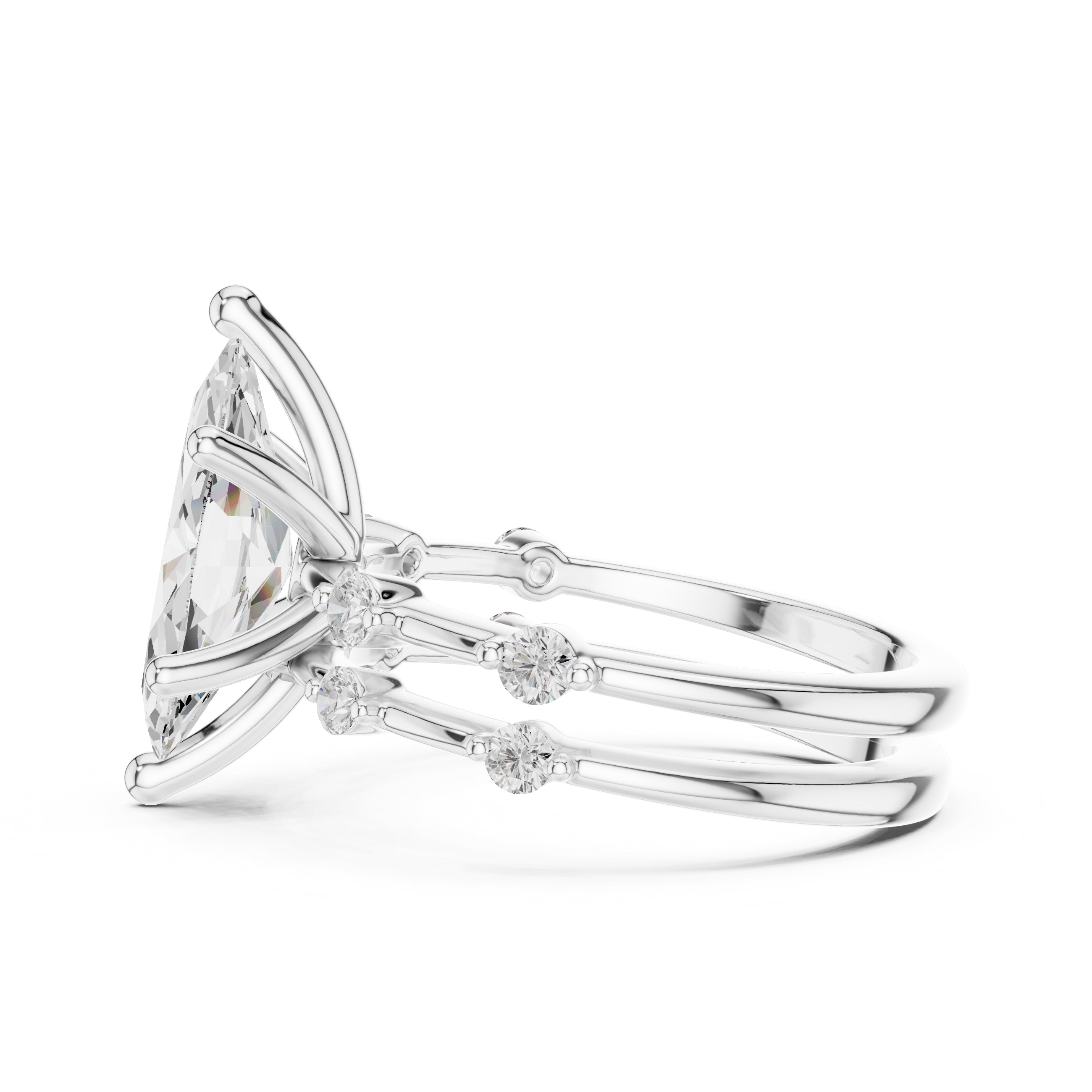 2.50 ct Harmonic Stacked Engagement Ring 2.5ct White Gold Marquise