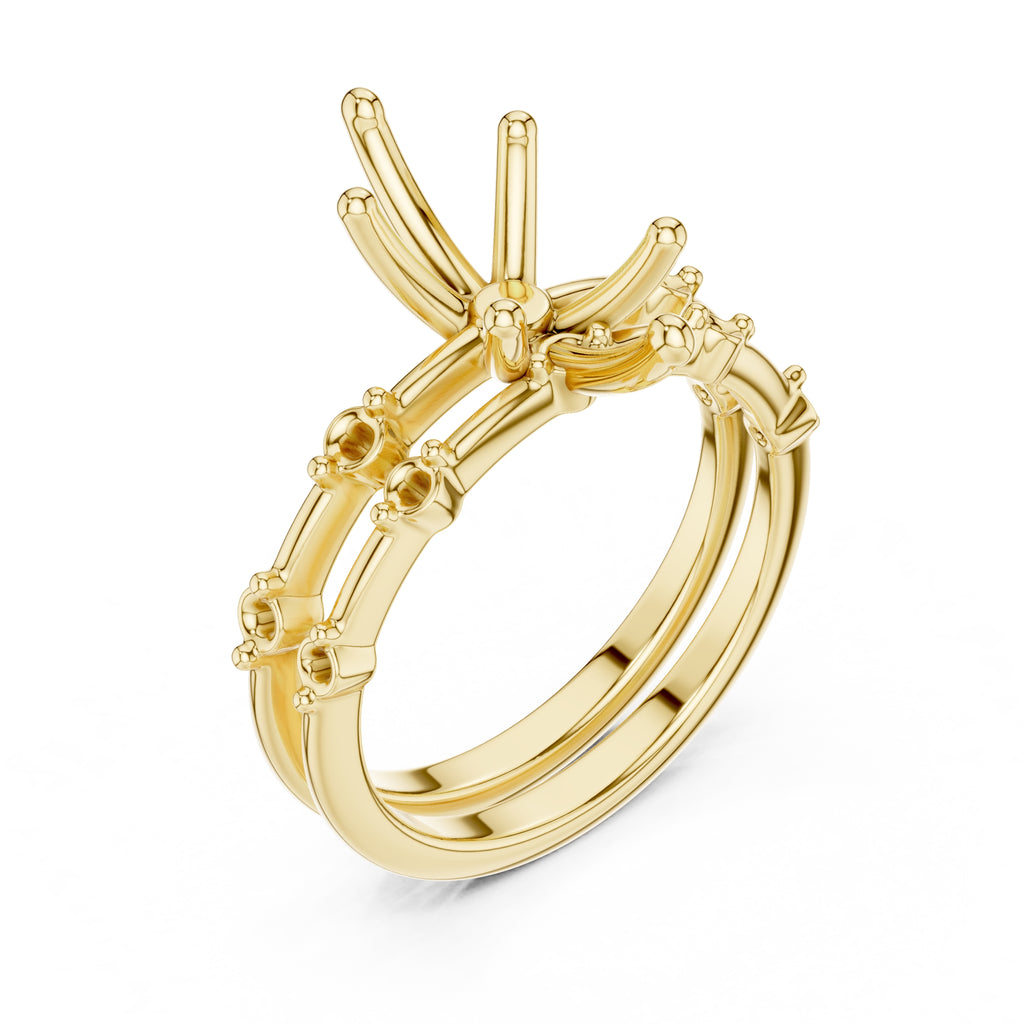 2.50 ct Harmonic Stacked Engagement Ring 2.5ct Yellow Gold Marquise