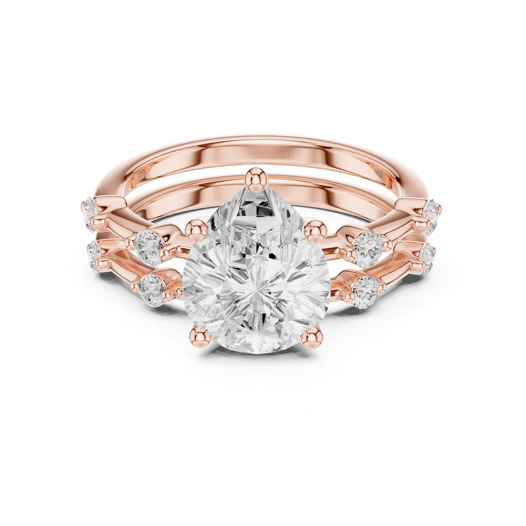 2.50 ct Harmonic Stacked Engagement Ring 2.5ct Rose Gold Pear