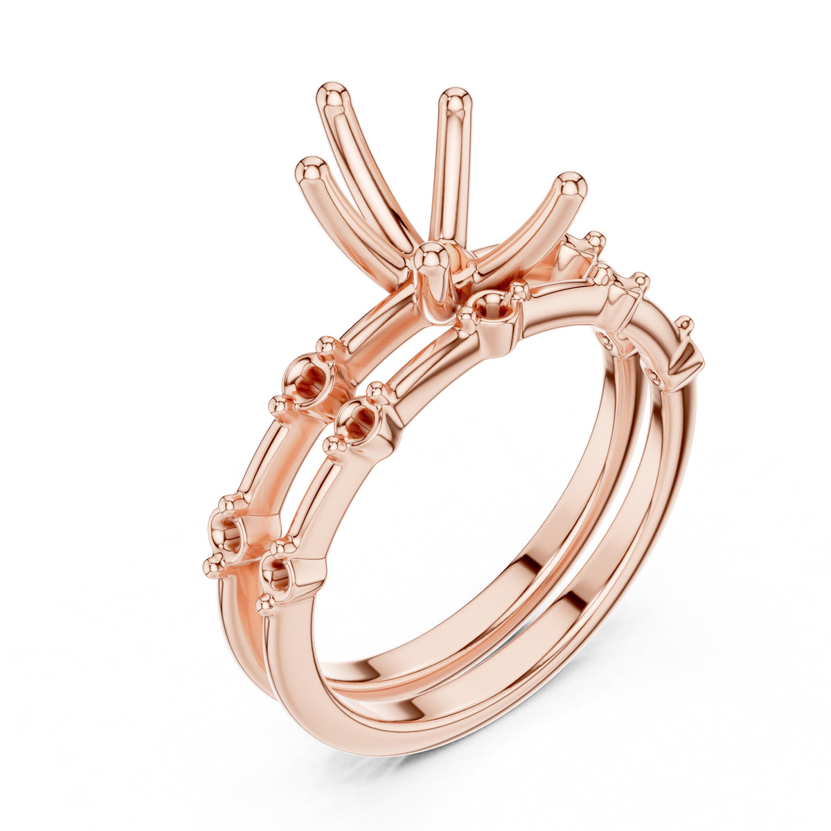 2.50 ct Harmonic Stacked Engagement Ring 2.5ct Rose Gold Pear