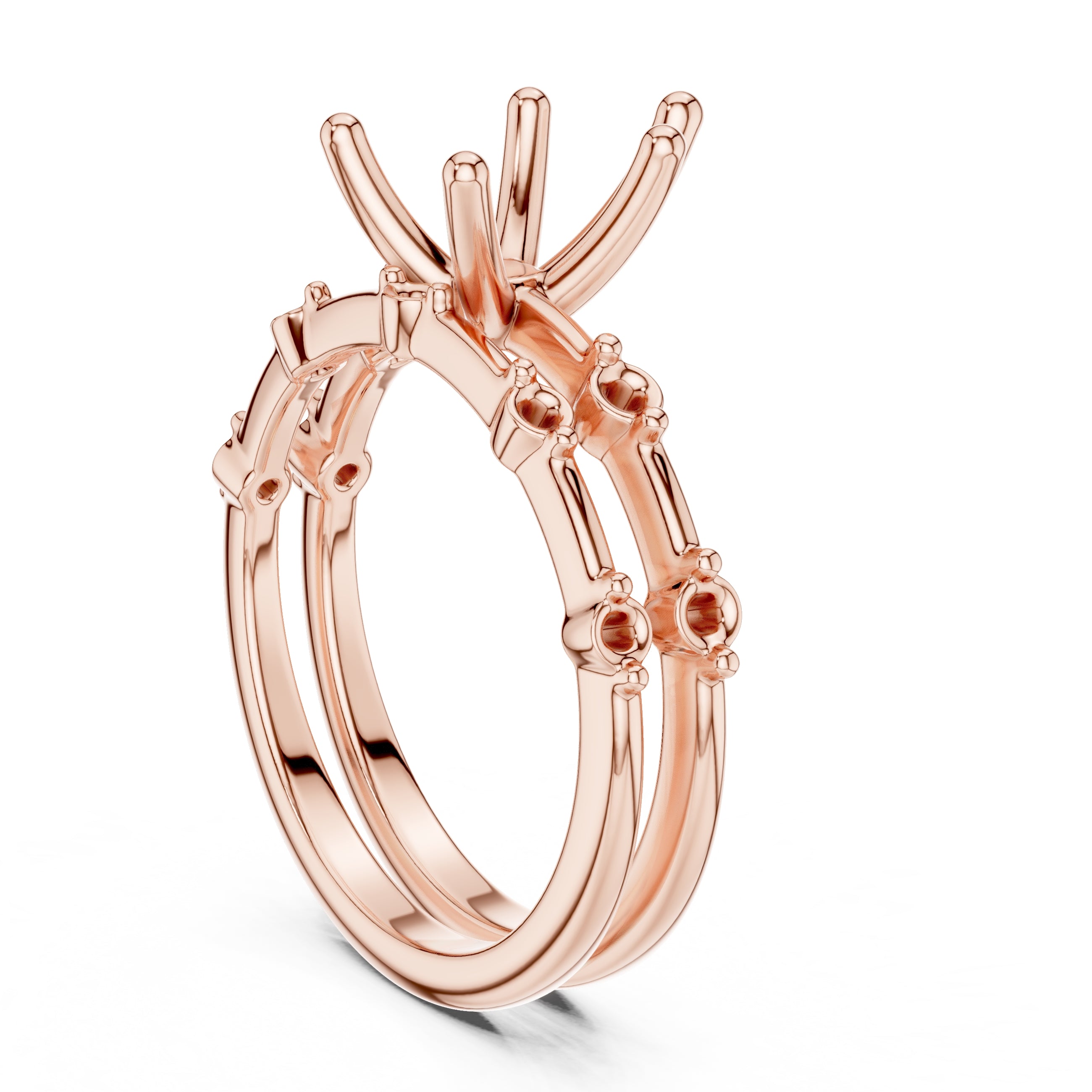2.50 ct Harmonic Stacked Engagement Ring 2.5ct Rose Gold Pear