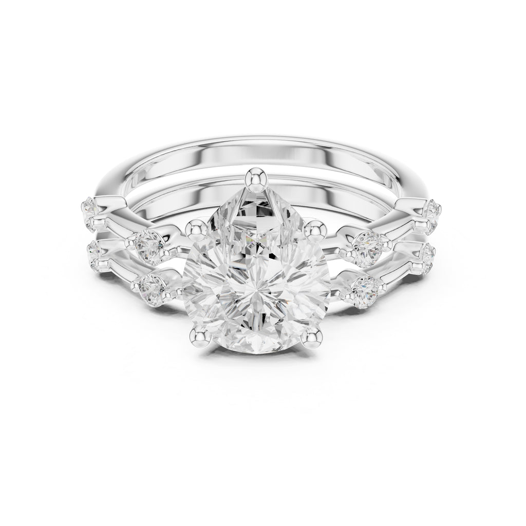 2.50 ct Harmonic Stacked Engagement Ring 2.5ct White Gold Pear
