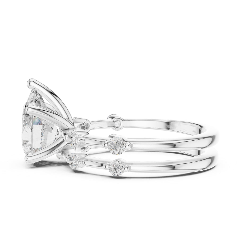 2.50 ct Harmonic Stacked Engagement Ring 2.5ct White Gold Pear