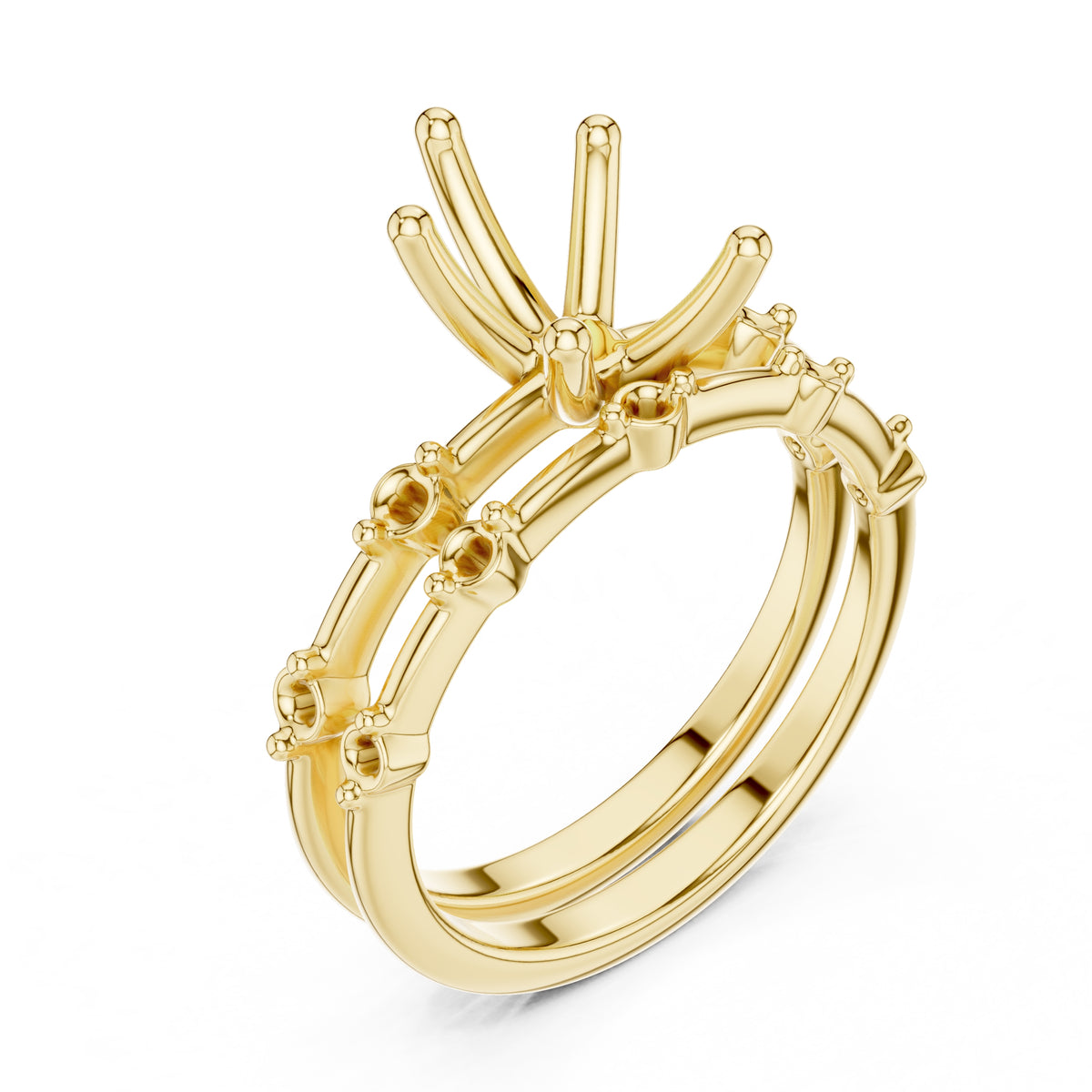 2.50 ct Harmonic Stacked Engagement Ring 2.5ct Yellow Gold Pear