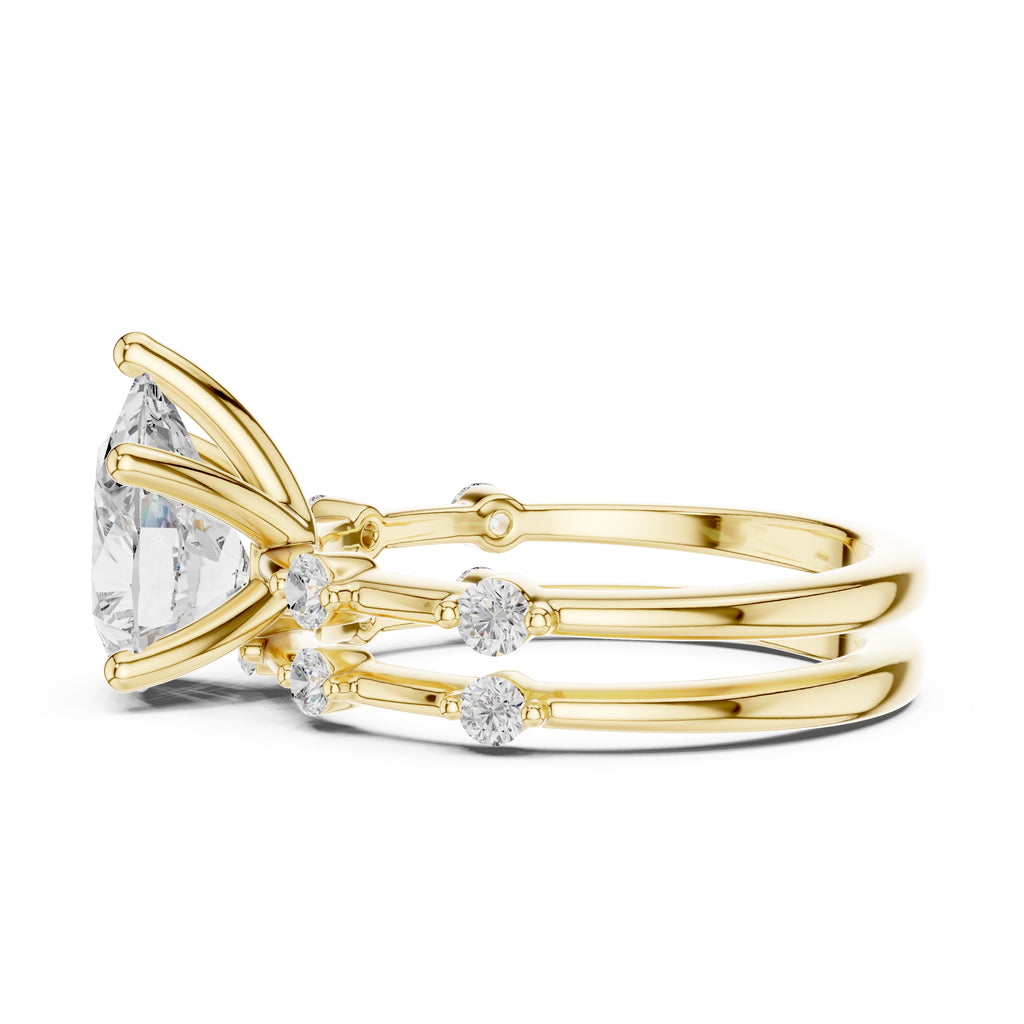 2.50 ct Harmonic Stacked Engagement Ring 2.5ct Yellow Gold Pear